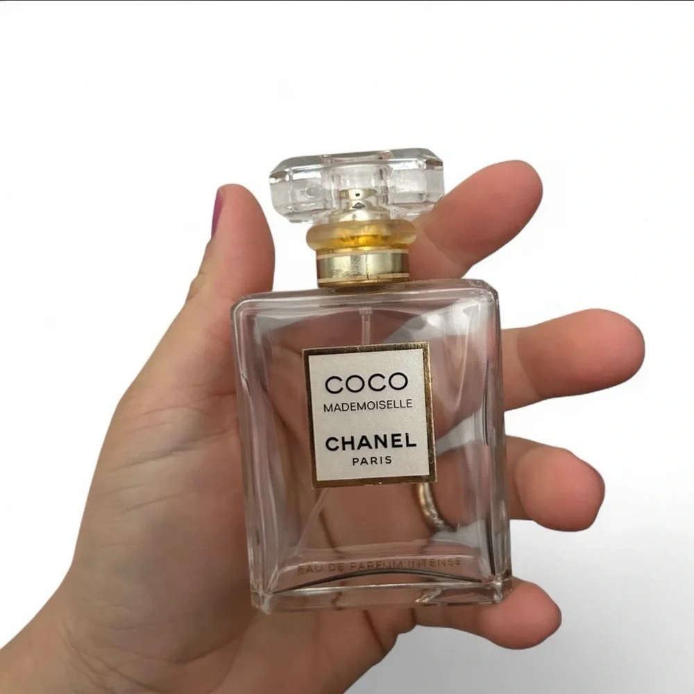 CHANEL Coco Mademoiselle Empty Fragrance Bottle Gold and Clear Design